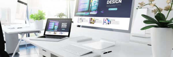 office responsive devices design website 3d rendering